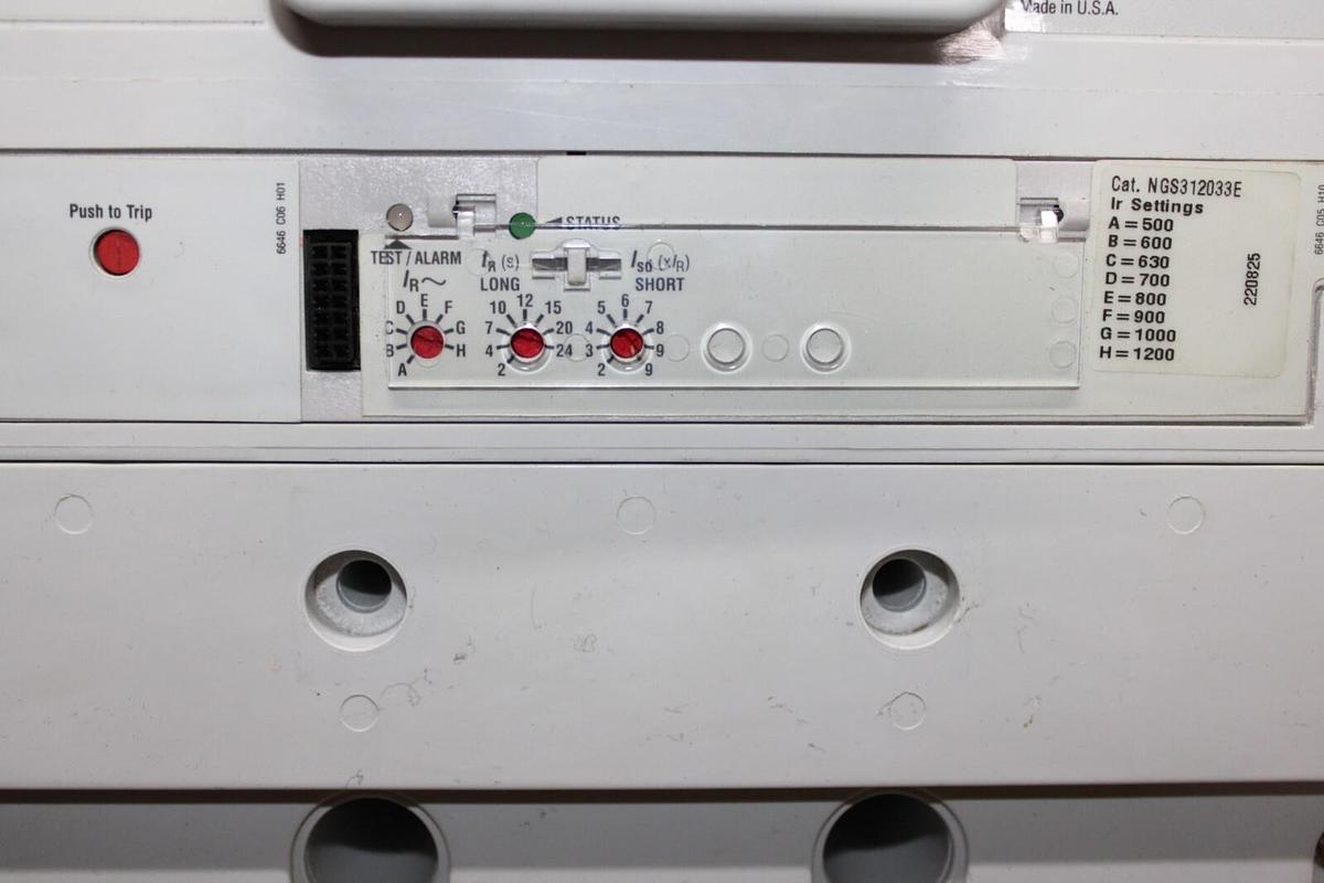 Used EATON CIRCUIT BREAKER NGS312033E 1200 AMP 600 VAC 3-POLE NGS-50K