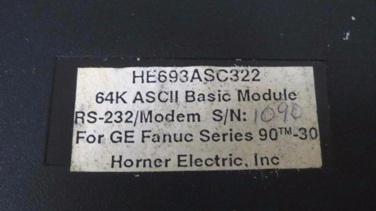 Used GE FANUC ASC II BASIC 64K MODEM MODEL HE693ASC322 **30 DAY WARRANTY INCLUDED!**