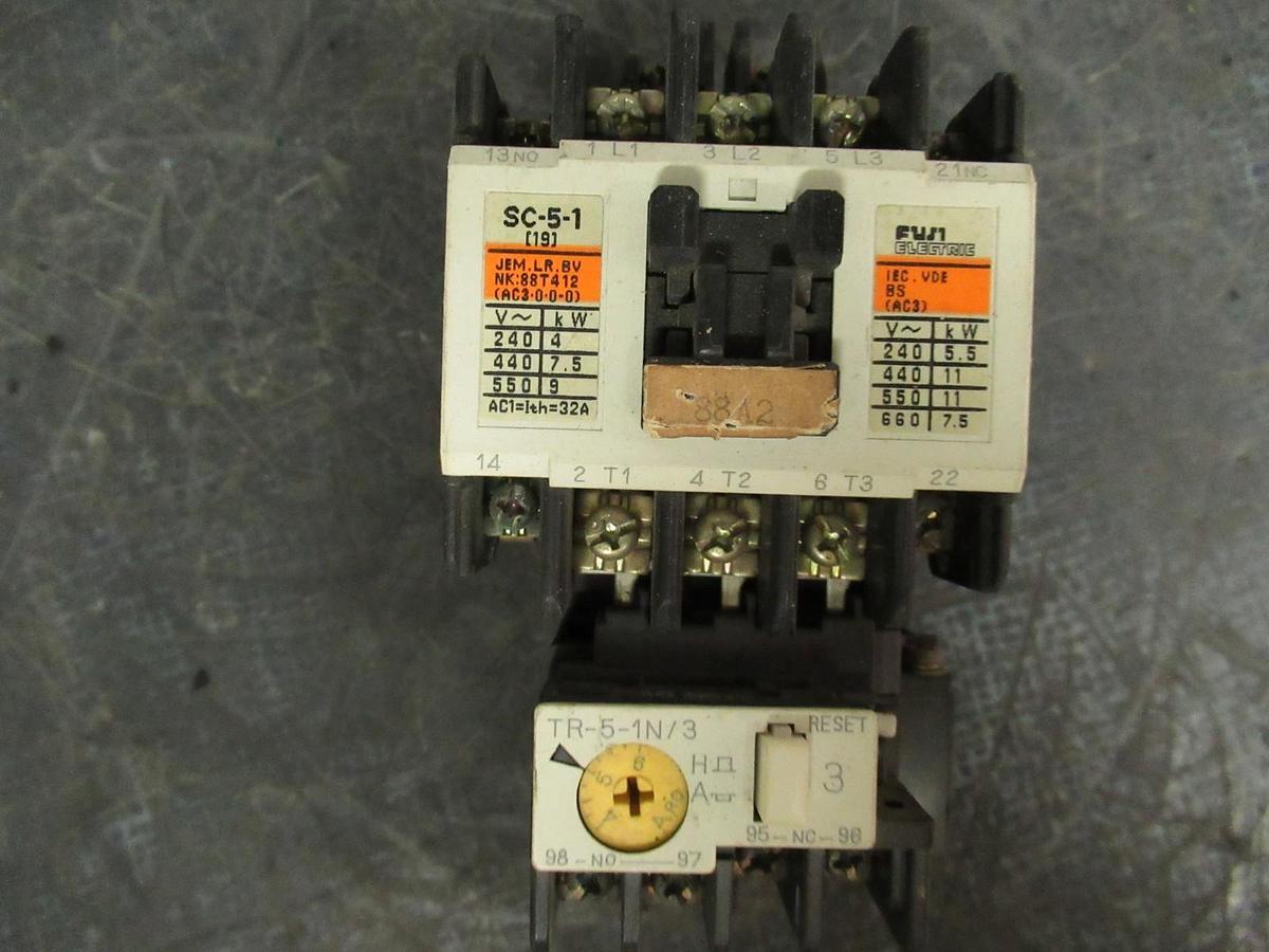 Used FUJI ELECTRIC STARTER SC-5-1 600V 3POLE 20A 10HP **WARRANTY INCLUDED**