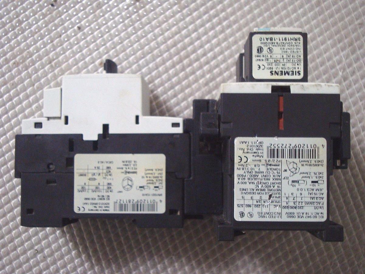 Used SIEMENS SIRIUS MOTOR START SET 1.8-2.5 AMP # 3RV1021-1CA10 W/ 3RT1015-1BB42 X 2