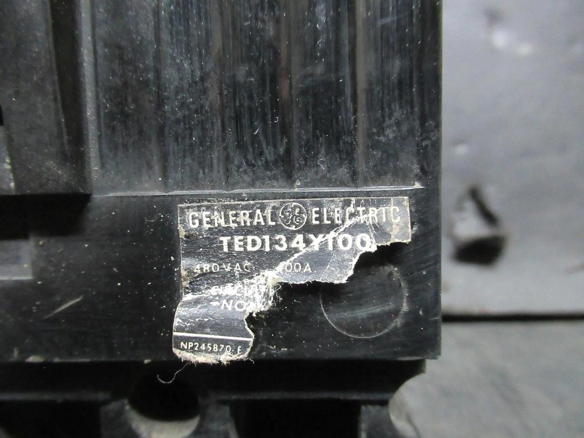 Used GENERAL ELECTRIC MOLDED CASE SWITCH TED134Y100 480 VAC 100 AMP 3-POLE