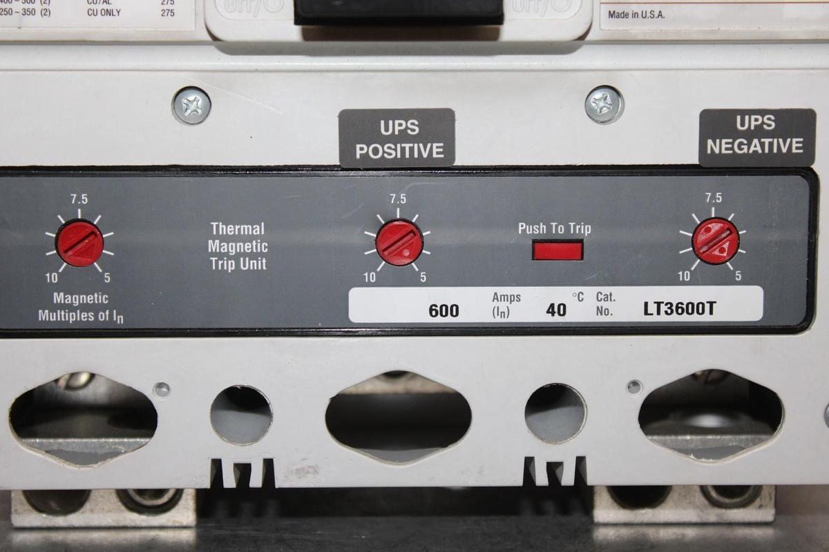 Used CUTLER-HAMMER DC CIRCUIT BREAKER HLDDC3600F 600 AMP 600 VDC W/ PLUG