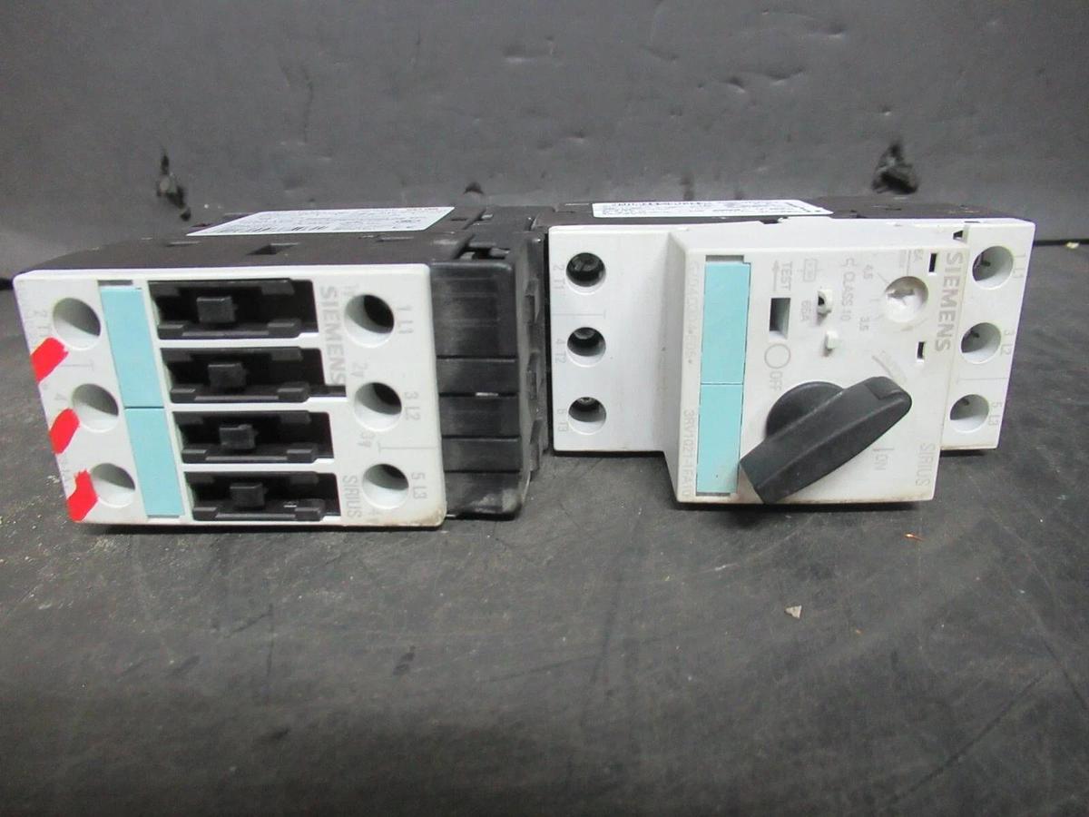 Used SIEMENS MANUAL MOTOR STARTER 3RV1021-1FA10 W/ 3RT1023-1A..0 600 VAC 7.5 HP