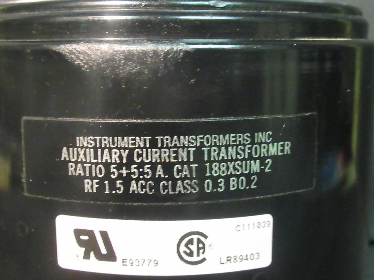 Used INSTRUMENT TRANSFORMERS 188XSUM-2 AUXILIARY CURRENT TRANSFORMER RATIO 5+5:5 AMP