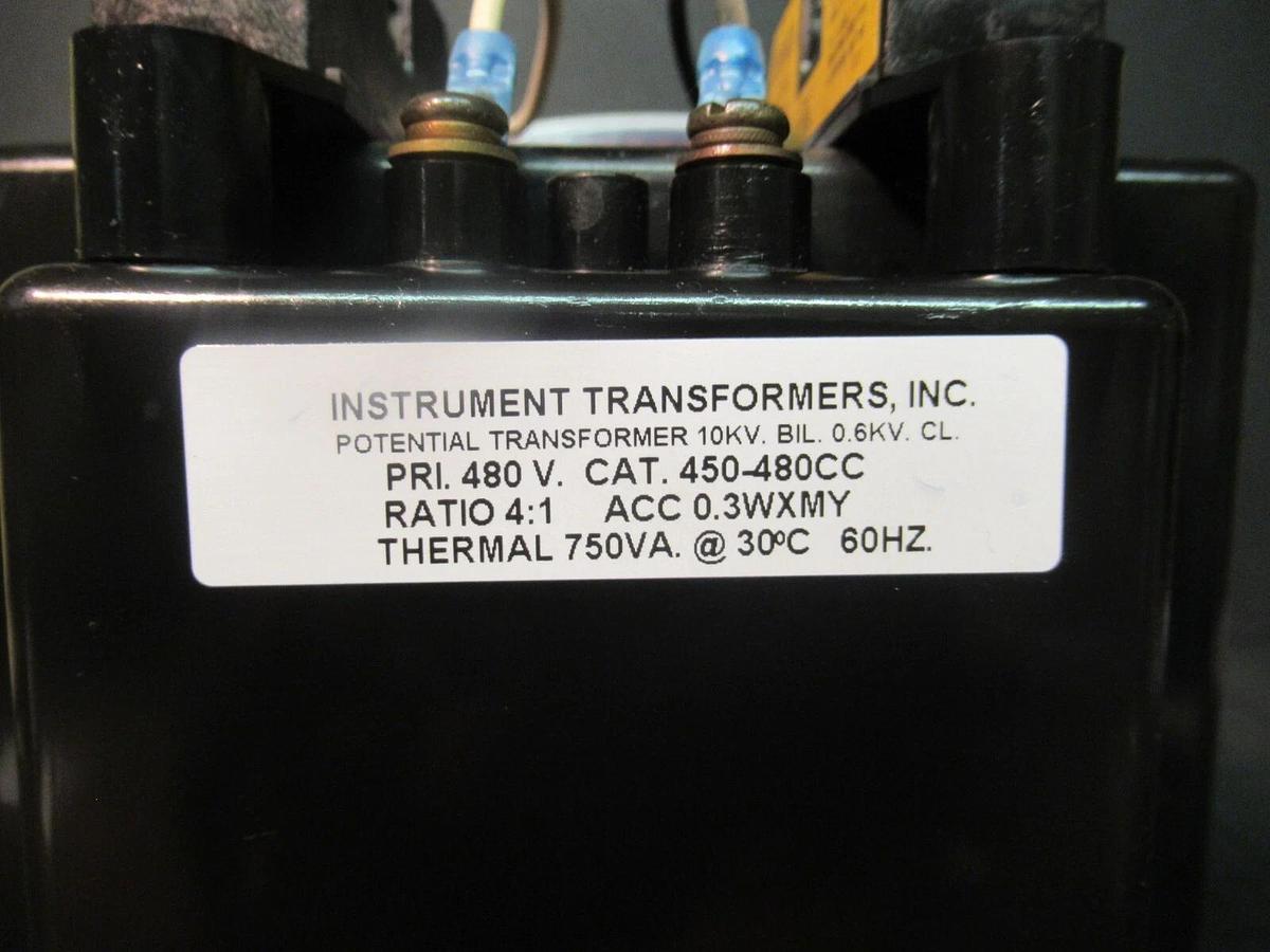 Used INSTRUMENT POTENTIAL TRANSFORMER 450-480CC RATIO 4:1 480 VAC 50/60 HZ 750 VA