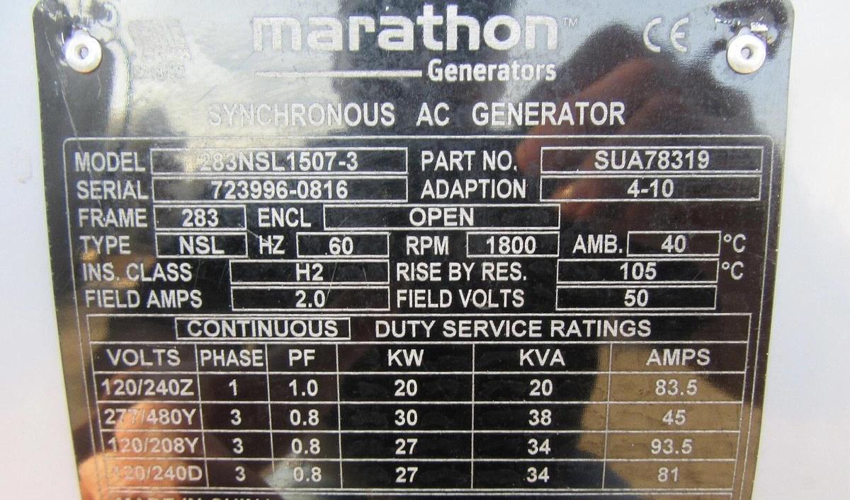 Used 20 KW DIESEL GENERATOR ISUZU MTU 2017 253 HRS 120/240 VOLT 1 PH SOUND ENCLOSED