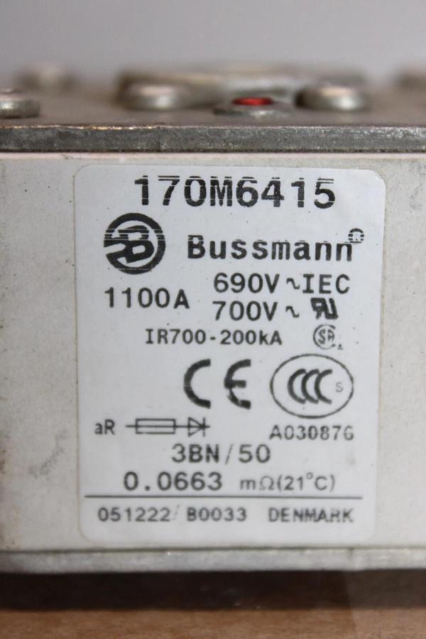 Used BUSSMANN SQUARE BODY FUSE 170M6415 1100 AMP 700 VAC IR700 200KA **WARRANTY**