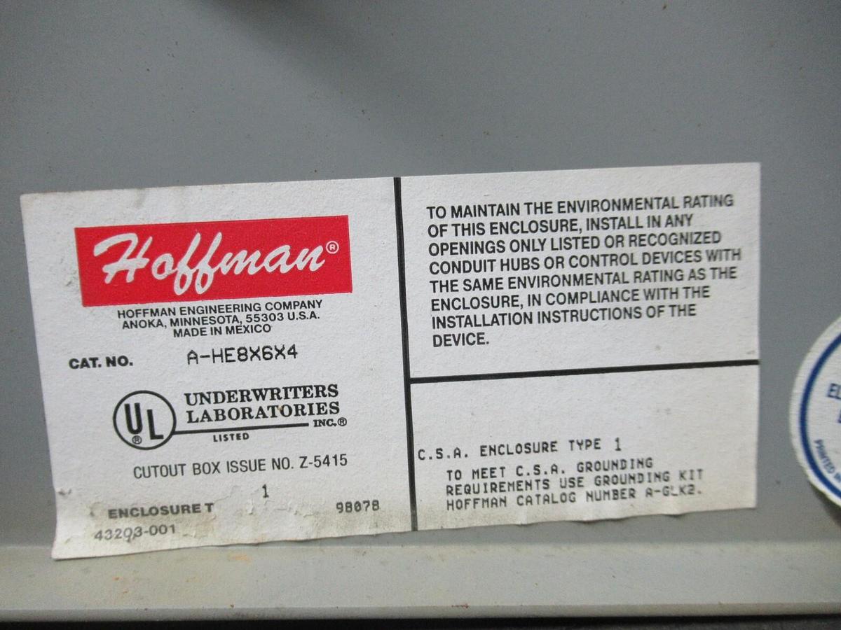 Used HOFFMAN ENCLOSURE A-HE8X6X4 W/ MOORE ASM/2X4-20MA/Z4-20MA/24AC ADDER SUBTRACTOR