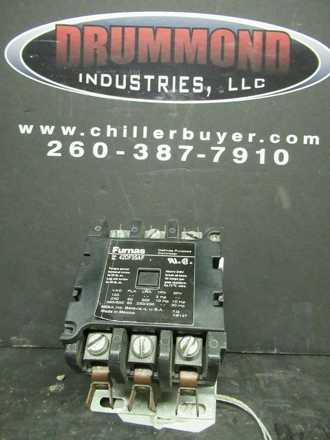Used FURNAS 50 AMP CONTACTOR 42DF35AF  600 VAC COIL: 120 VAC 30 HP