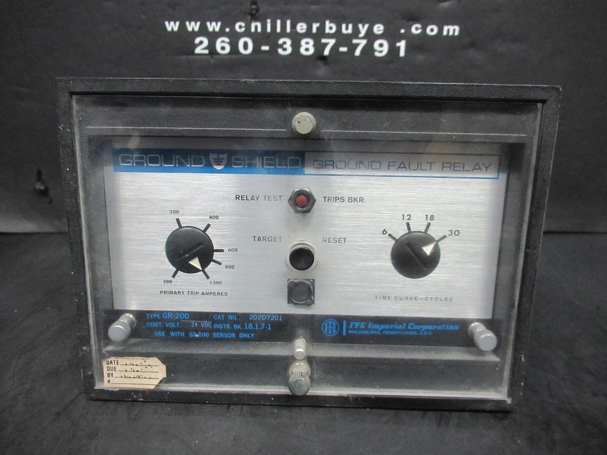 Used ITE GROUND SHIELD GROUND FAULT RELAY 202D7201 GR-200 USE W/ GS-200 SENSOR 24 VDC