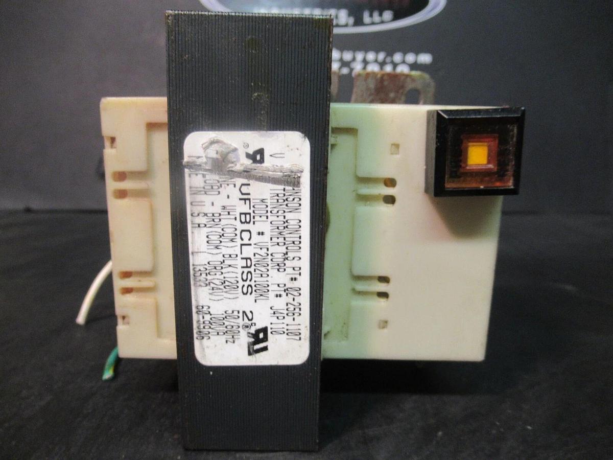 Used 0.100 KVA (100 VA) JOHNSON CONTROLS CONTROL TRANSFORMER VF2N02A100KL 120 V TO 24