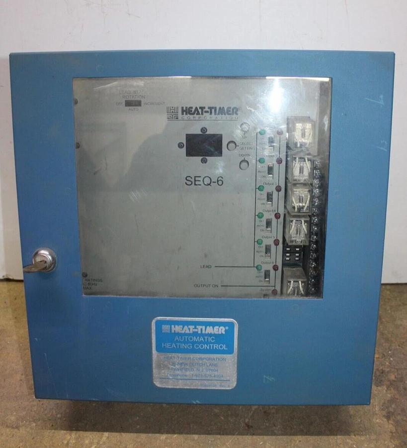 Used HEAT-TIMER SEQ-6 AUTOMATIC HEATING CONTROL STEAM CYCLE SEQUENCING PANEL