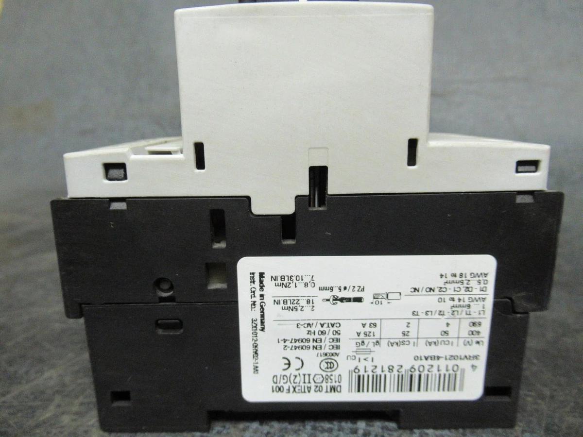Used SIEMENS MANUAL MOTOR STARTER 3RV1021-4BA10 600V 20HP 20A **WARRANTY INCLUDED**