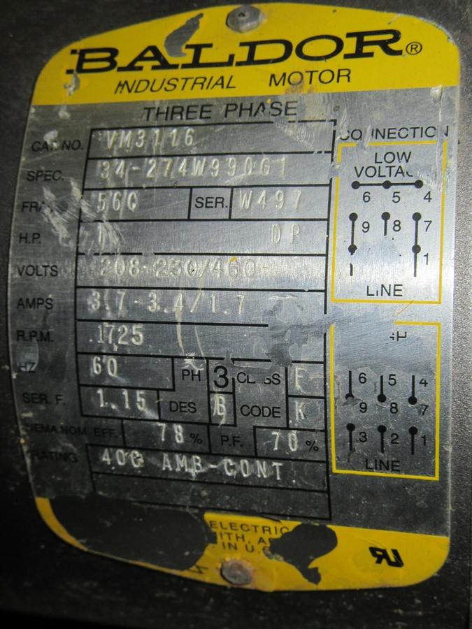 Used WEBSTER POWER FLAME V-SERIES OIL PUMP OP-CR5-GO-30 W/ BALDOR VM3116 1HP MOTOR