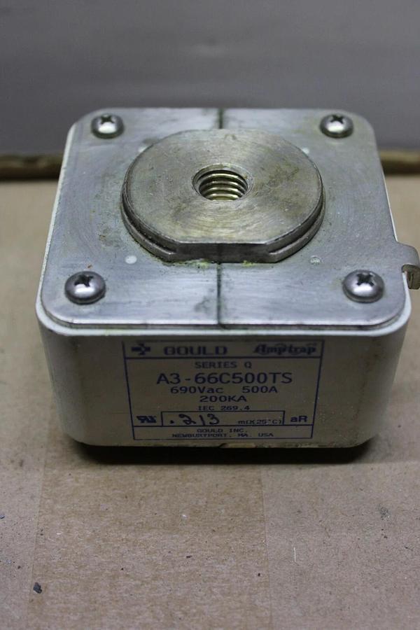 Used GOULD SQUARE BODY FUSE A3-66C500TS 500 AMP 690 VAC 200KA **WARRANTY INCLUDED**