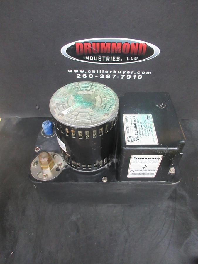 Used HARTELL PUMPS CONDENSATE PUMP A5-2LI-460 REV. G W/ FASCO MOTOR 7183-0392 460V