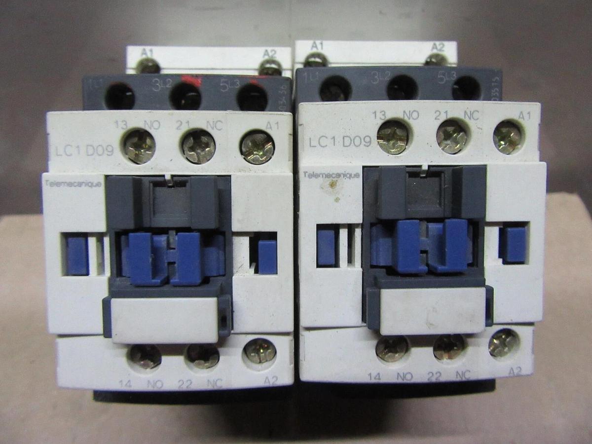 Used LOT OF 2 TELEMECANIQUE CONTACTOR LC1-D09 600 VOLT 25 AMP 7.5 HP