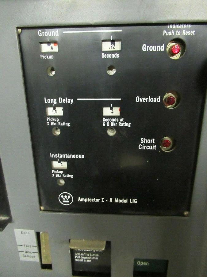 Used WESTINGHOUSE LOW VOLTAGE CIRCUIT BREAKER DS-416 1200A 635V W/ AMPTECTOR I