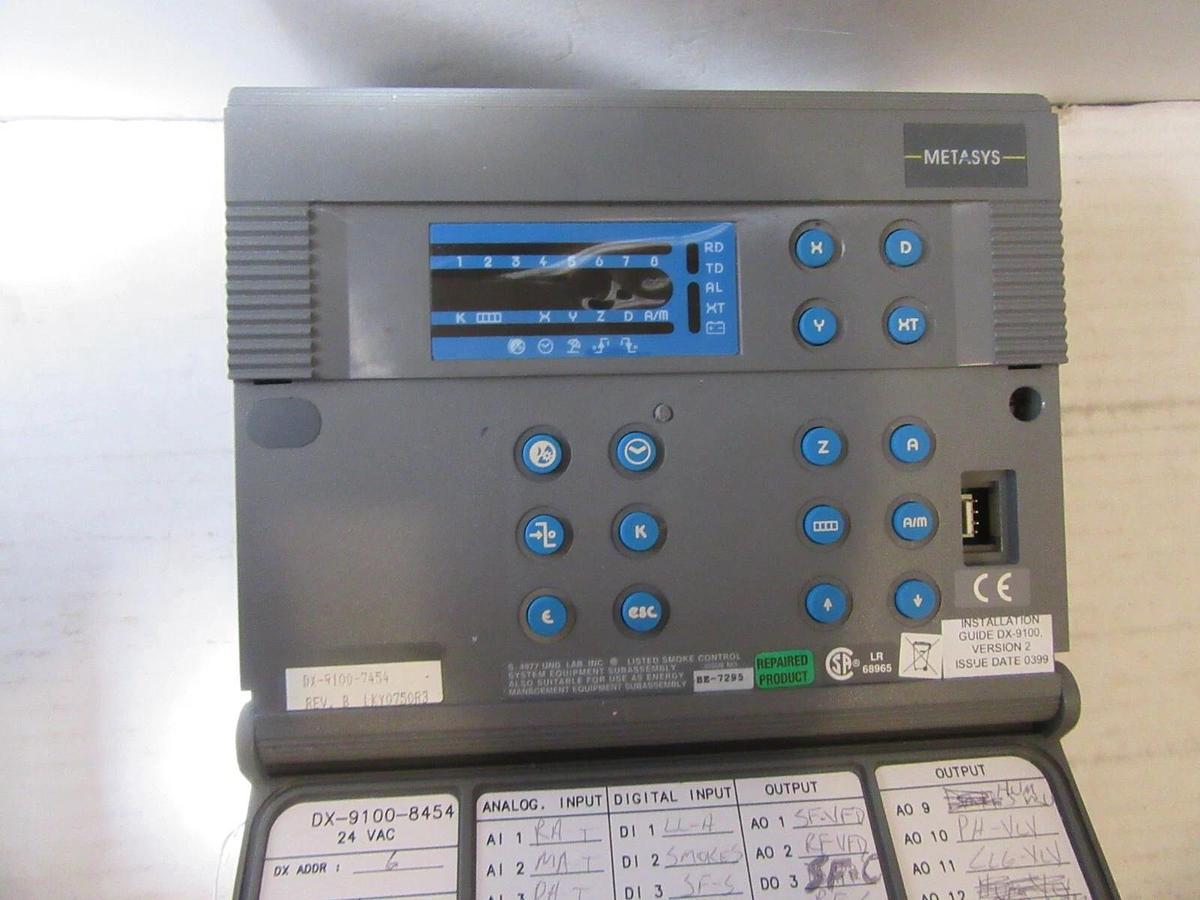 Used METASYS / JOHNSON CONTROLS DX-9100-7454 REVISION B ENERGY MANAGEMENT PLC
