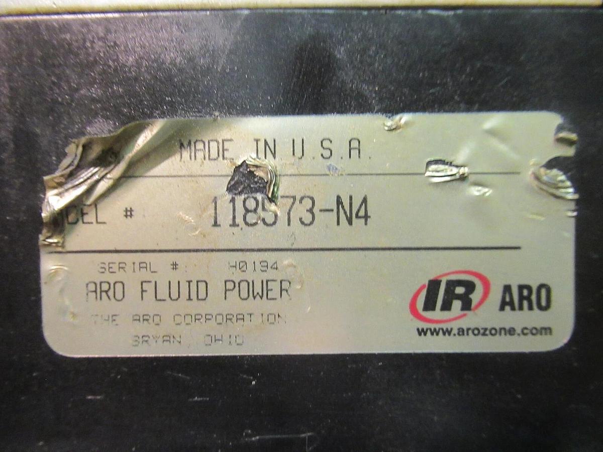 Used ARO FLUID POWER PNEUMATIC VALVE MANIFOLD 120 VAC 30-150 PSI --DAMAGED GAUGE--