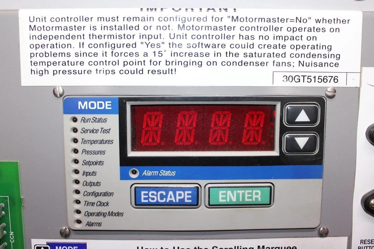 Used CARRIER COMFORTLINK CHILLER DISPLAY AND ALARM 30GT515676 HK50AA031 *WARRANTY*