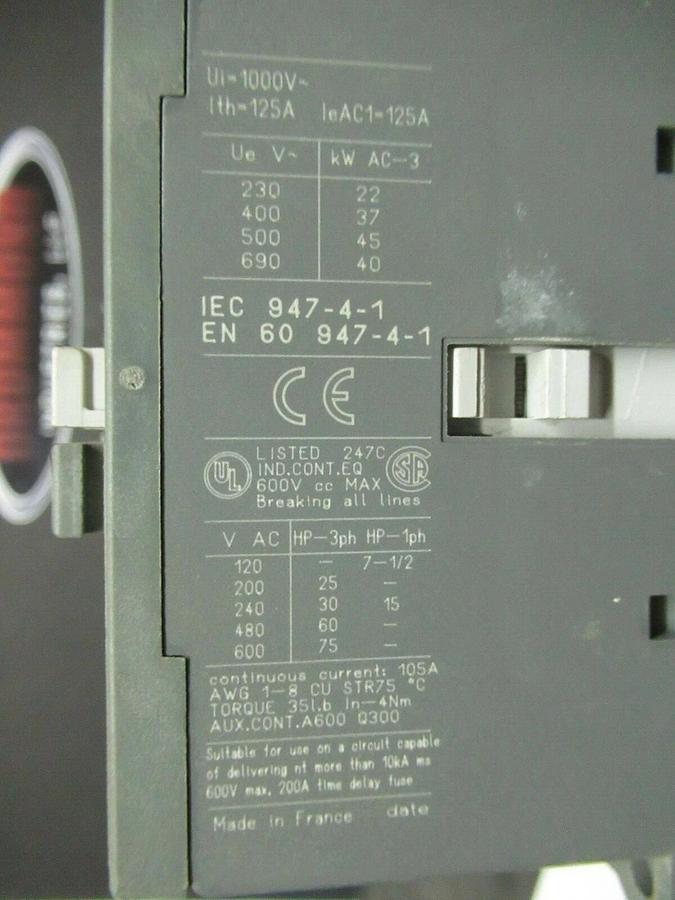 Used YORK CONTACTOR 024-31640-000 105 AMP 75 HP 600 VAC COIL: 120 VAC **WARRANTY!**