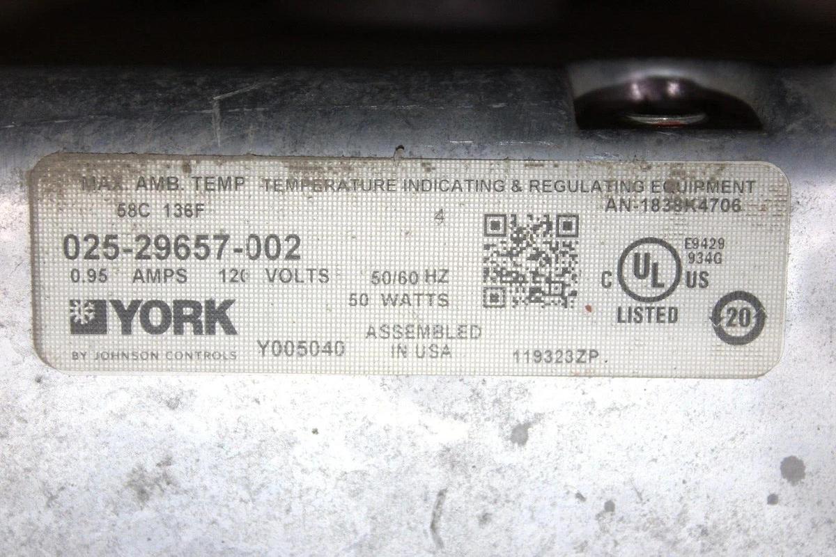 Used YORK HVAC MOTOR ACTUATOR 025-29657-002 0.95 AMP 120 VOLT 50 WATT 50/60 HZ