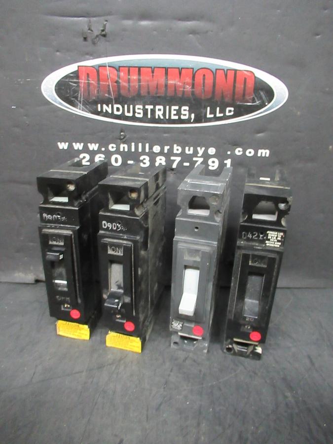 Used GE CIRCUIT BREAKER TED113020 20 AMP 277 VAC SINGLE POLE **LOT OF 4**