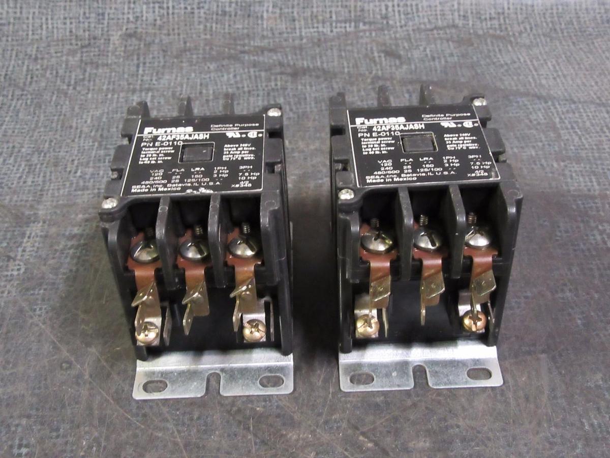 Used (1) FURNAS CONTACTOR 25 AMP 600V 3 PHASE 10 HP 24V COIL MODEL: 42AF35AJASH