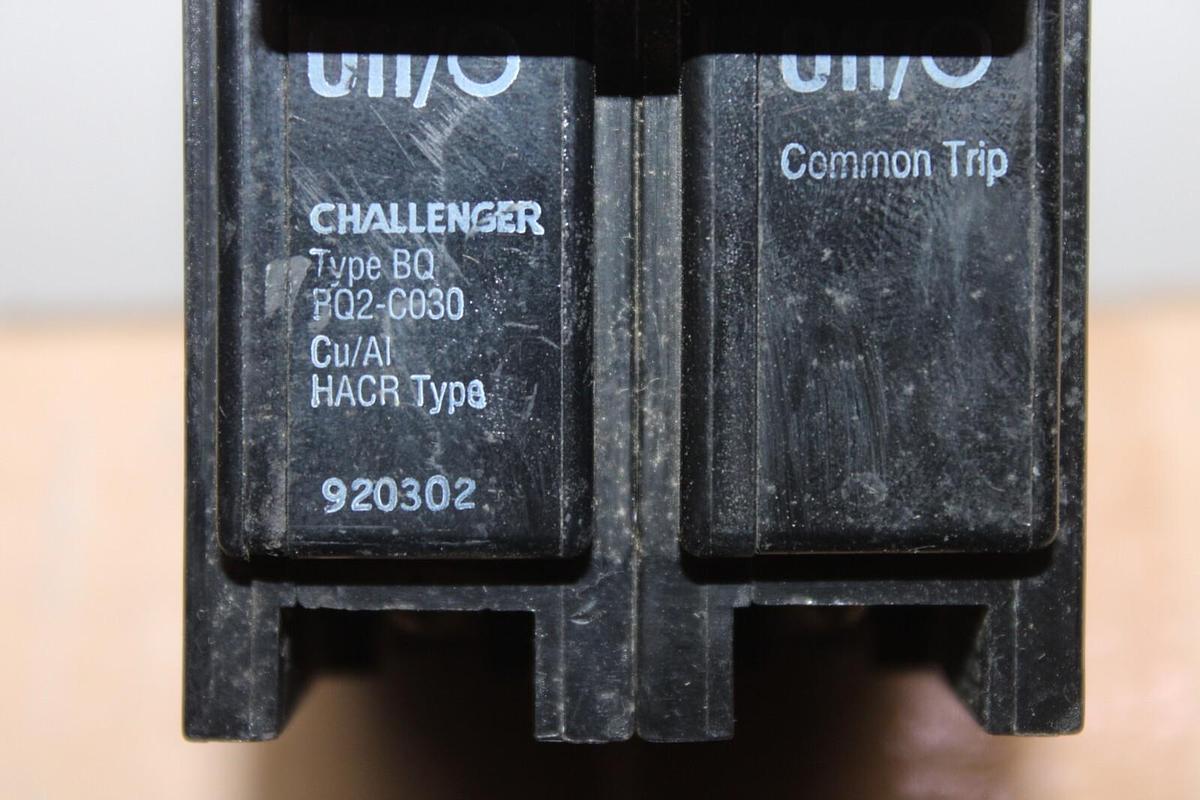 Used CHALLENGER HACR CIRCUIT BREAKER BQ2-C030 2-POLE 30 AMP **WARRANTY**