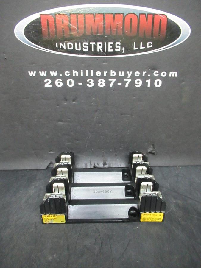Used BUSS R60030-3CR THREE POLE FUSE BLOCK 30 AMP 600 VOLT CLASS R FUSE **WARRANTY**