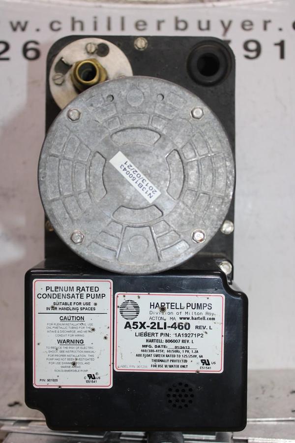 Used HARTELL LIEBERT PUMP A5X-2LI-460 806007 1A19271P2 460 VOLT 1.2 AMP 1-PHASE