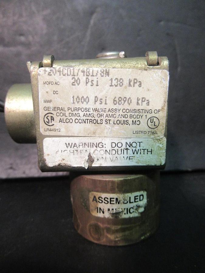 Used ALCO SOLENOID VALVE X13320472-01 1000 PSI - 120 VOLT - 17 WATT - 6890 KPSA