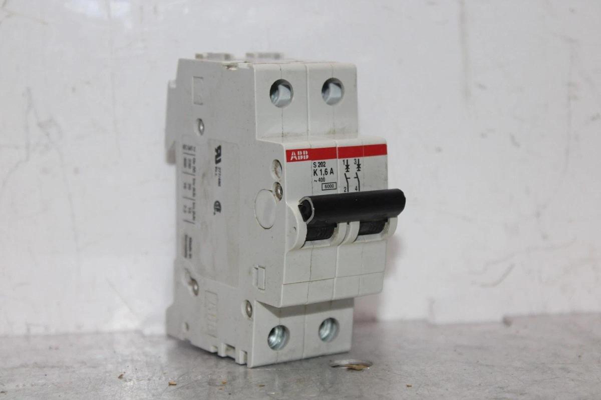 Used ABB CIRCUIT BREAKER S202-K1,6A 400 VAC 2-POLE **WARRANTY INCLUDED**