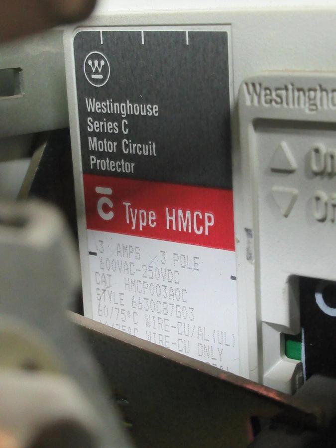 Used CUTLER HAMMER MOTOR CONTROL BUCKET 12" NEMA SIZE 1 STARTER 600 VAC 3 AMP BREAKER
