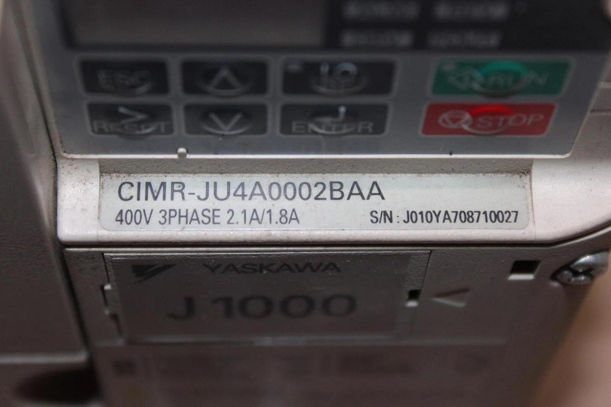 Used YASKAWA VARIABLE FREQUENCY DRIVE CIMR-JU4A0002BAA REV. A 480 VAC 2.1 AMP