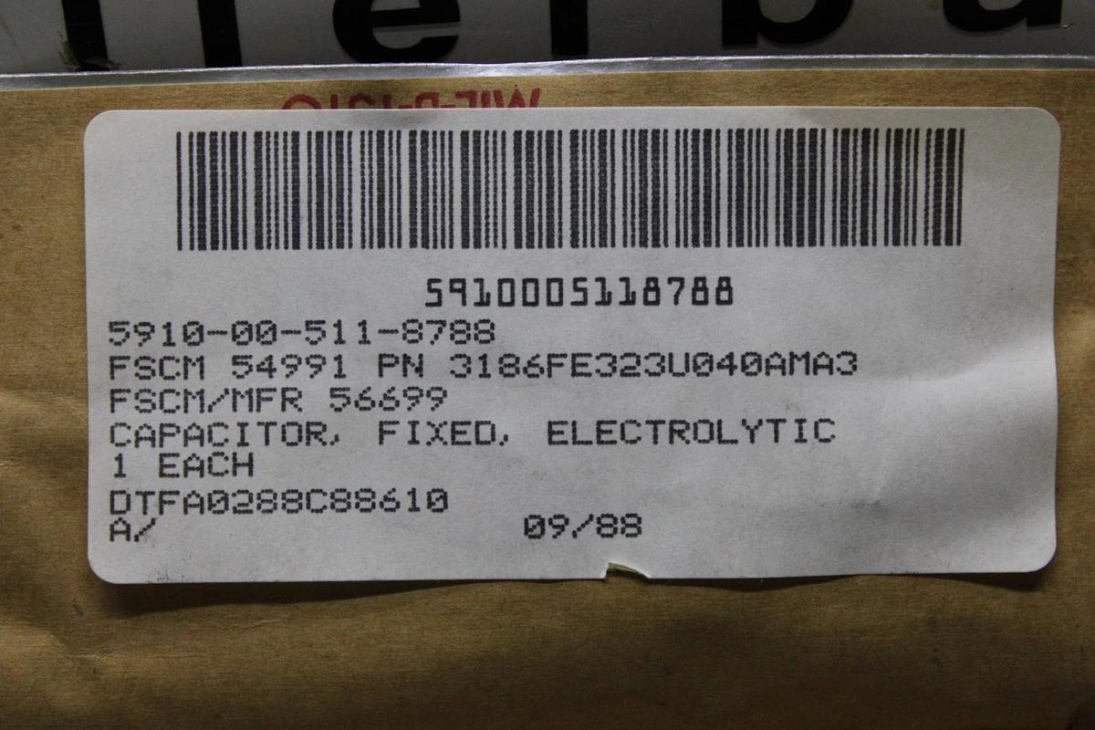 NIB MEPCO CENTRALAB CAPACITOR 3186FE323U040AMA3 32000 uF -10% +75% 40 VDC