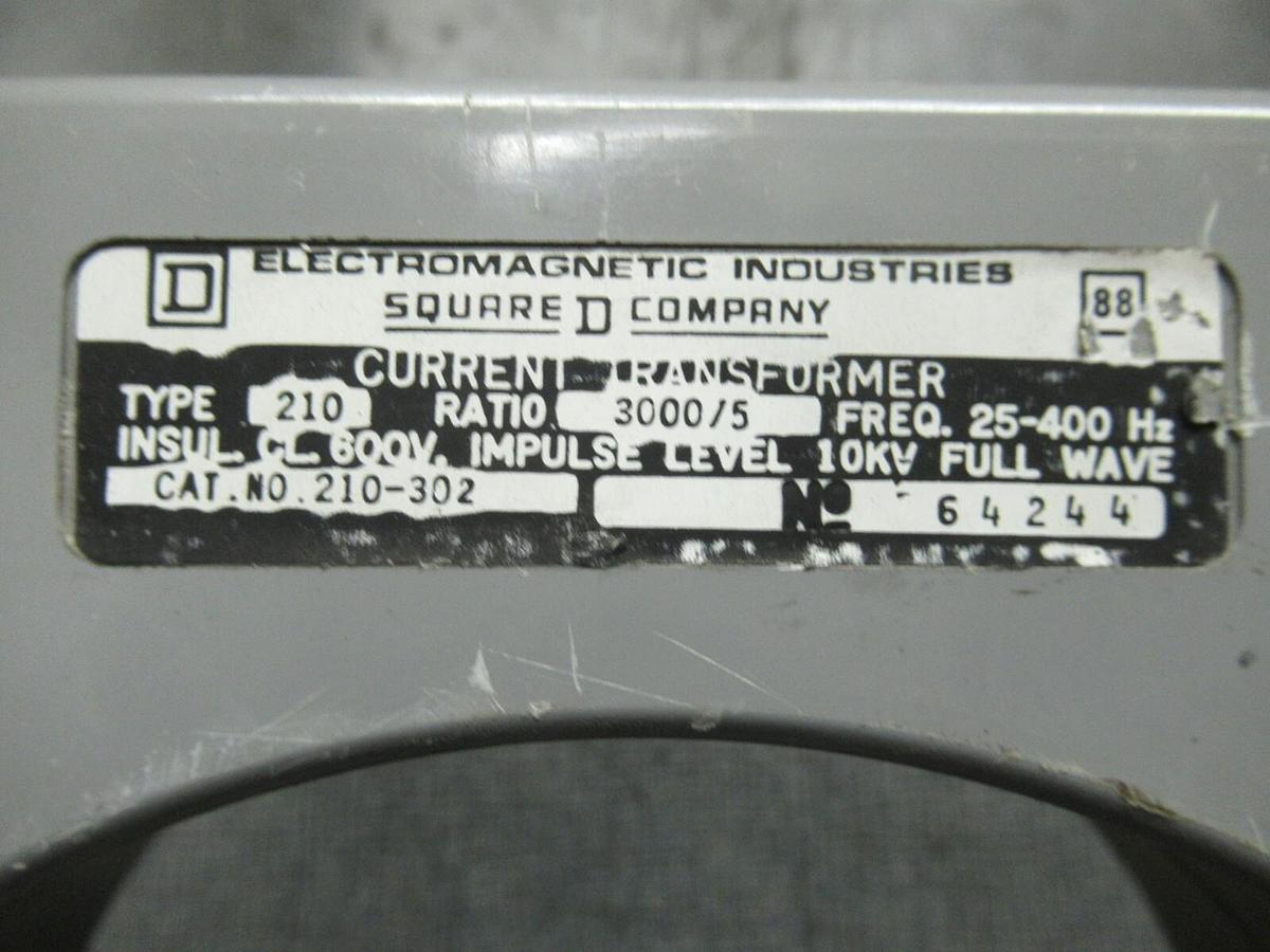 Used SQUARE D CURRENT TRANSFORMER 210-302 RATIO: 3000:5 A 25-400 HZ