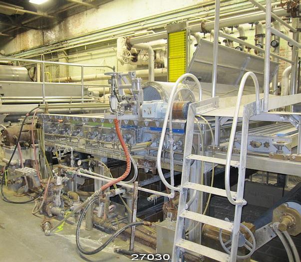 Used Sandy Hill  Stainless Steel Fourdrinier Section For 90" Pond Headbox, Upgraded To Breast Roll Shake In 1999. Three Blade Forming Board, 8 Foil Boxes, 8 Flat Boxes (2 Ceramic). Knock Down Style.  Non-Driven Dandy Roll. #27030