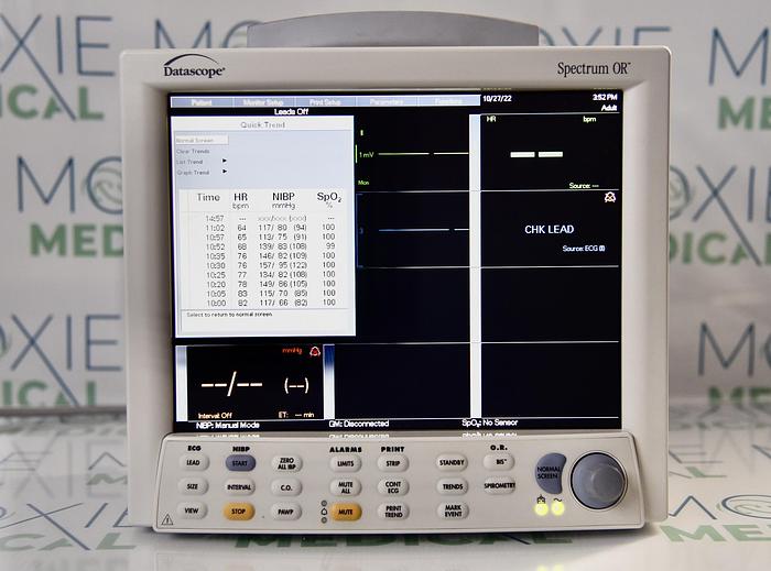 Used Datascope Spectrum OR Patient Monitor ECG Masimo SpO2 NIBP Printer & Accessories 