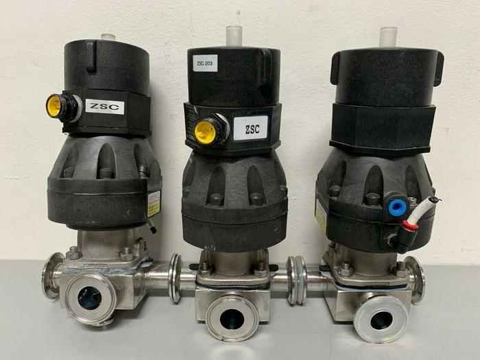 Used ITT Pure-Flo A209 3-way Stainless Steel Valve w/ 2" San Fit & Position Monitor