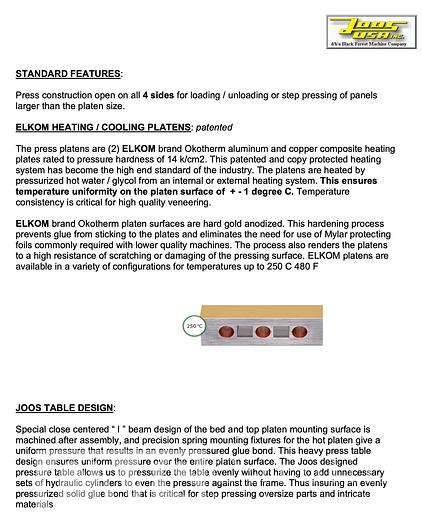 Used 2020 Joos  HP 120 OP Hot Press