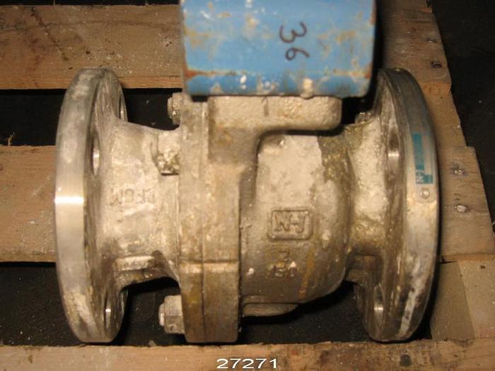 Used Neles Jamesbury 2-9150-31-3600-MTT2 Ball Valve, 2", 316 Stainless Steel Body, Ball And Stem, Mtfe Seat. Max Shutoff 275 Psig At 100°F, 100 Psig At 460°F, 275 Psig Cwp, Quadra Power Ii Actuator Qp2C/M, Class 150. Split Body #27271