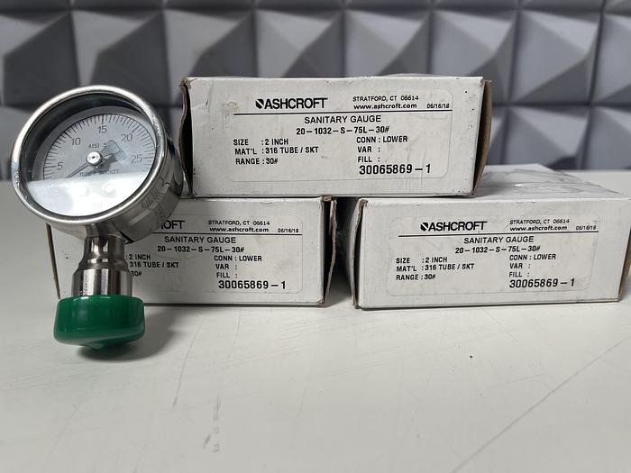 Ashcroft 20-1032-S-75L-30# 2" Sanitary Gauge 0-30 PSI