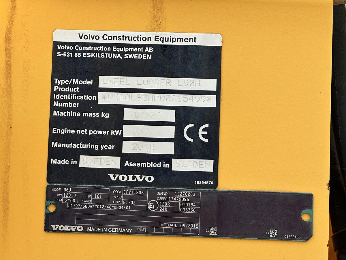 Used Volvo L90H 2018