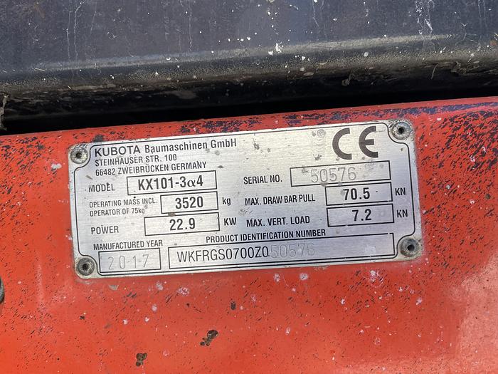 Used 2017 Kubota KX 101-3 A 4