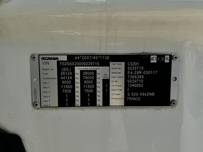 Used Scania S520 6x2 2018 Retarder Palfinger Crane