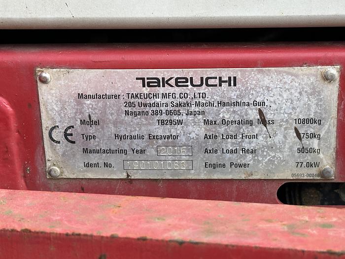 Used TAKEUCHI TB295W 2017