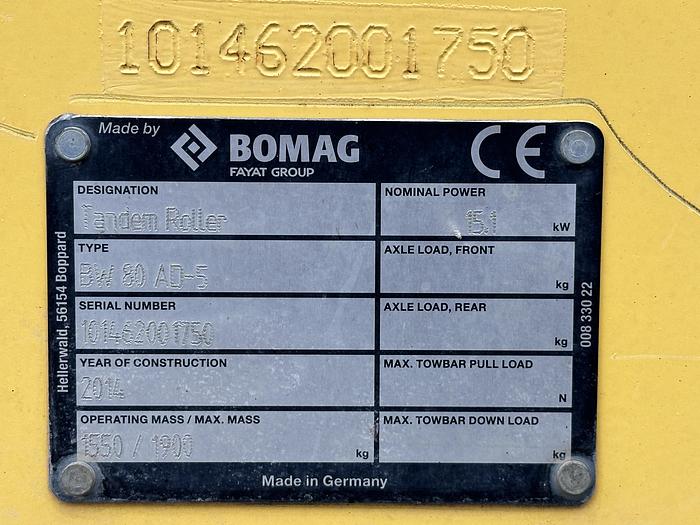 Used Bomag BW80AD-5 2014