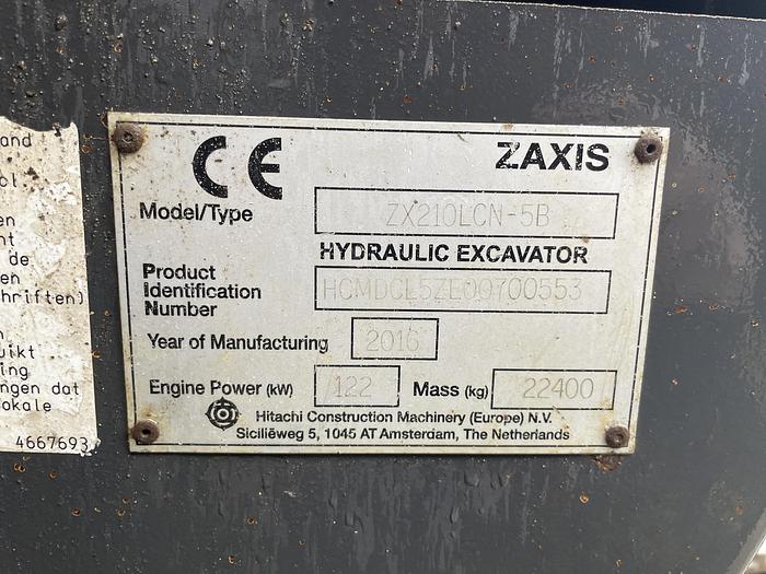 Used 2016 Hitachi ZX 210 LC-5